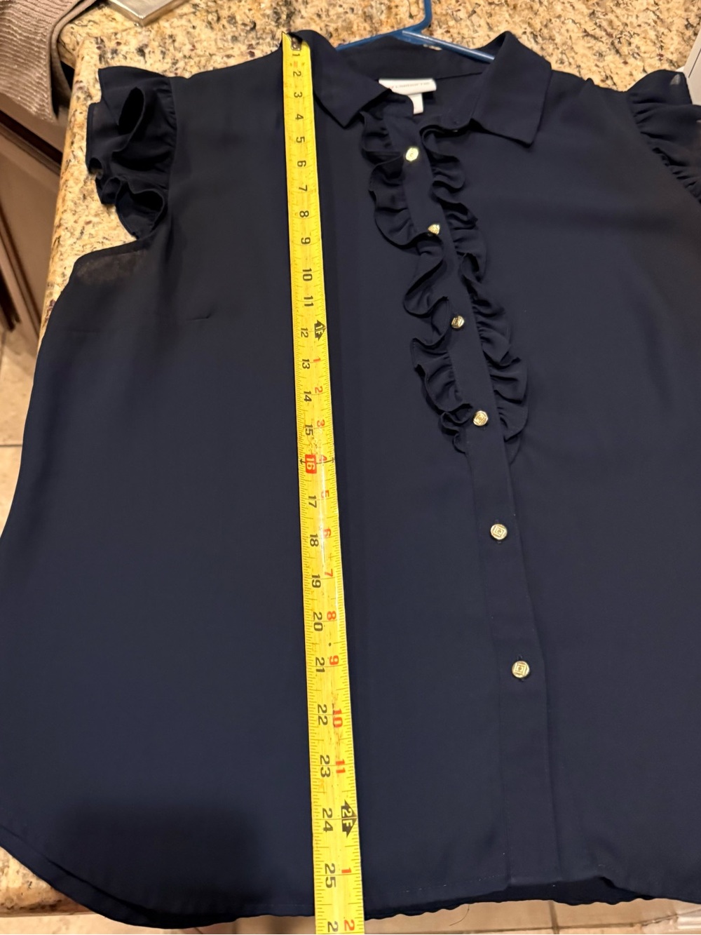 Liz Claiborne Midnight Blue Ruffle Blouse - Picture 5 of 6